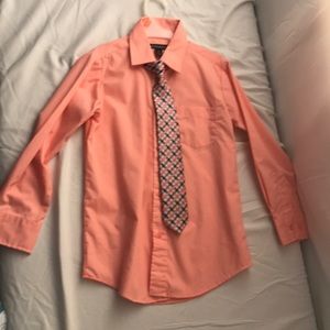 Boys dress shirt with tie peach